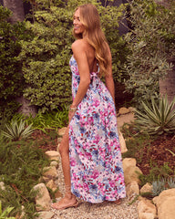 Honolulu Halter Tropical Print Maxi Dress