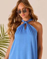 Island Bloom Halter Neck Mini Dress