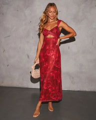 Forbidden Love Floral Print Mesh Maxi Dress