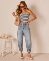Homegrown Rigid Cuffed High Waisted Barrel Jeans