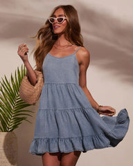 Clarklen Tiered Denim Mini Dress