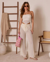 Gelato Please Open Knit Strapless Top