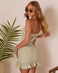 Island Mirage Ruched Striped Mini Dress
