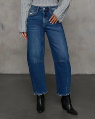 Evangelina Stretch Distressed Barrel Jeans