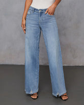 Inka Super Stretch Distressed Wide Leg Jeans