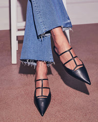 Corie Caged Leather Stud Flats