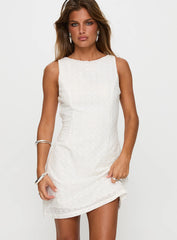 Pacie Broderie Mini Dress White