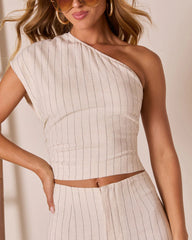 Corbiere Pinstripe One Shoulder Top
