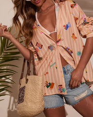 Chance Of Sun Novelty Button Down Top