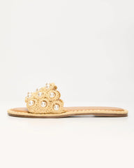 Golden Coastline Crochet Pearl Sandals