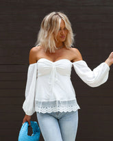 Cela Off Shoulder Long Sleeve Babydoll Top