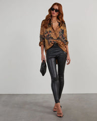 Annabelle Satin Paisley Button Down Top
