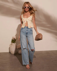 Flora Lane Linen Flyaway Floral Top