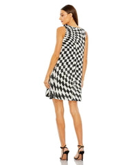 Mac Duggal 10027 Sleeveless A Line Sequin Checkered Short Dress