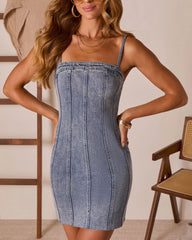 Dolly Denim Pocketed Mini Dress