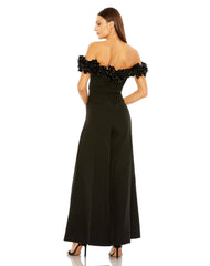 Mac Duggal 11763 Floral Bustier Top Flare Leg Jumpsuit