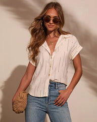 Elianna Abstract Stripe Button Down Top