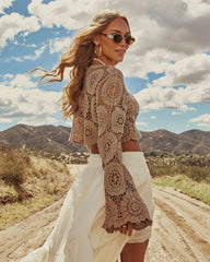 Boho Breeze Long Sleeve Crochet Top