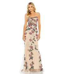 Mac Duggal 20581 Long Strapless Floral Embroidered Dress