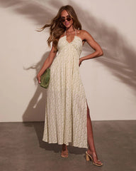 Honolulu Halter Tropical Print Maxi Dress