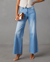 Aleesia Stretch Mid Rise Wide Leg Jeans