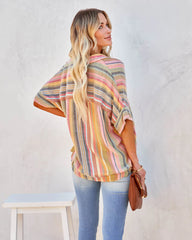 Camille Striped Woven Button Down Top