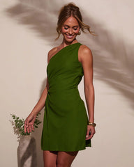 Collins Ruched One Shoulder Mini Dress