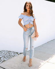 Elowyn Smocked Ruched Crop Top