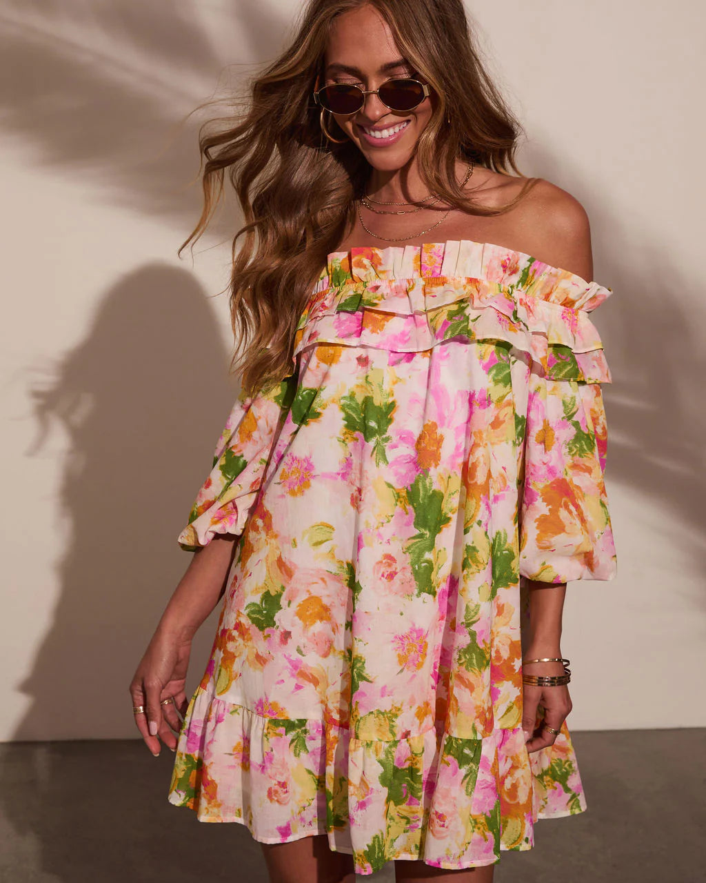 Carefree Dreamer Off The Shoulder Mini Dress