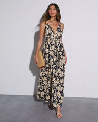 Ethereal Muse V-Neck Floral Maxi Dress