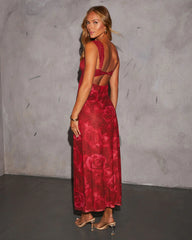 Forbidden Love Floral Print Mesh Maxi Dress