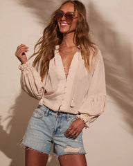 Armen Tassel Tie Peasant Top