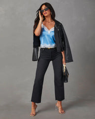 Celenia Satin Lace Trim Sleeveless Top