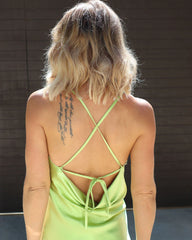 Day And Night Satin Cowl Neck Lace Trim Mini Dress