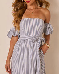 Annah Striped Off The Shoulder Maxi Dress
