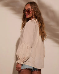 Armen Tassel Tie Peasant Top