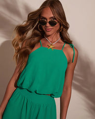 Franceen Shoulder Tie Crop Top