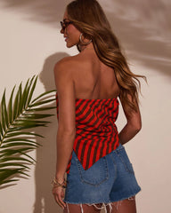 Celina Striped Side Tie Top