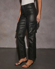 Decklen Super Stretch Coated Denim Cargo Jeans