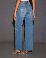 Cooper Super Stretch Distressed Wide Leg Jeans