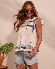 Abelia Abstract Embroidered Top