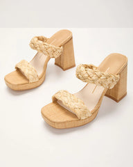 Anyah Braided Raffia Heel Sandals