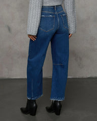 Evangelina Stretch Distressed Barrel Jeans