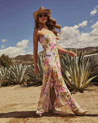 Estella Floral Strapless Maxi Dress