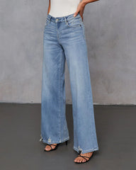 Inka Super Stretch Distressed Wide Leg Jeans