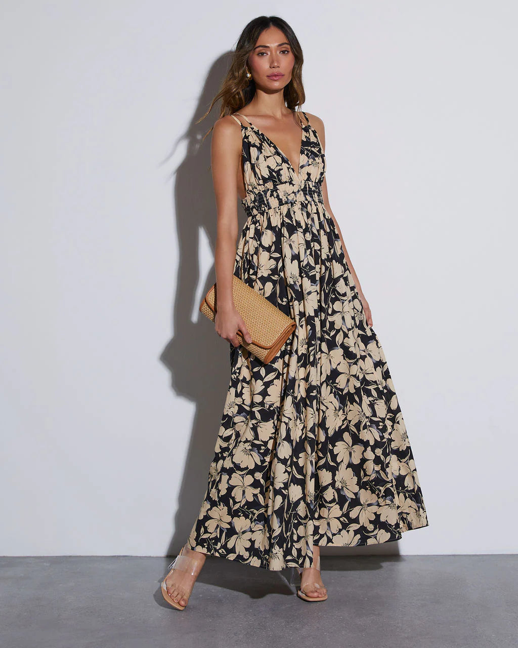 Ethereal Muse V-Neck Floral Maxi Dress