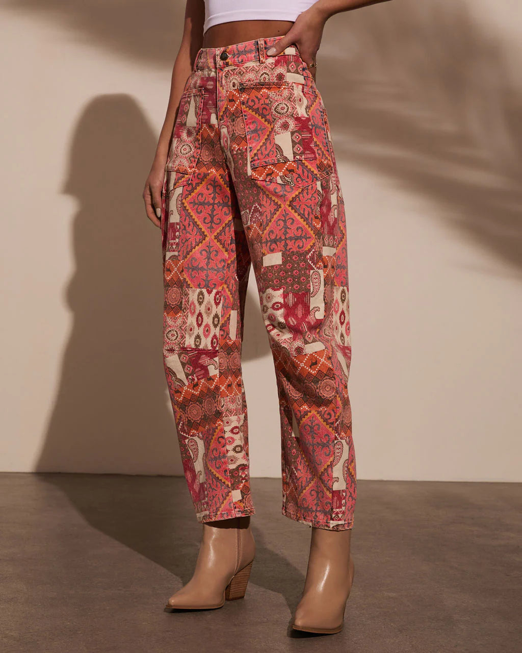 Charlotte Paisley Barrel Jeans
