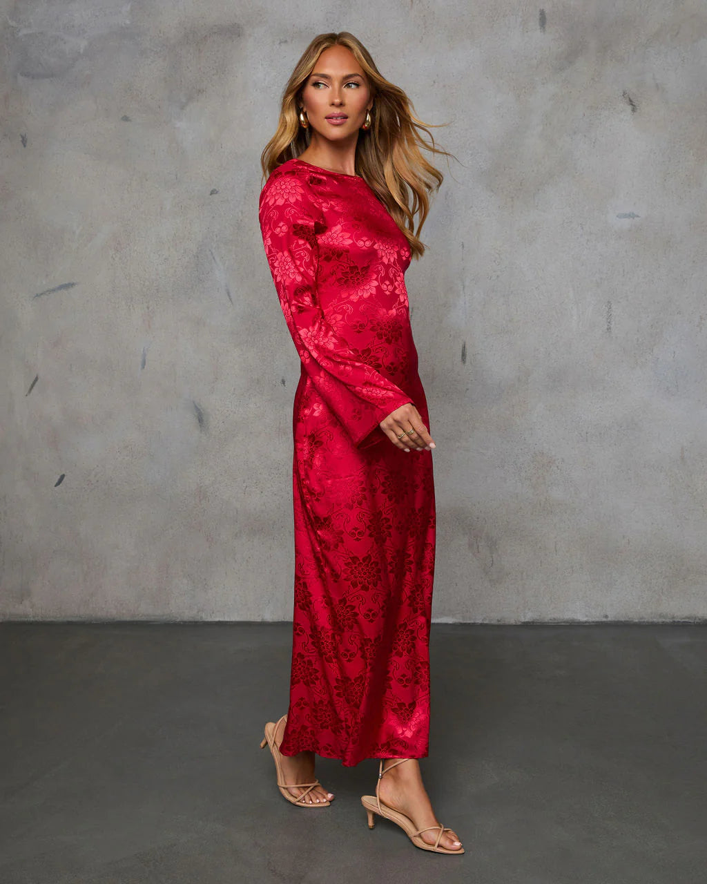 Falling In You Satin Jacquard Maxi Dress