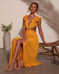 Carlita Ruffle Cutout Maxi Dress