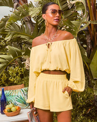 Elysia Off The Shoulder Long Sleeve Crop Top